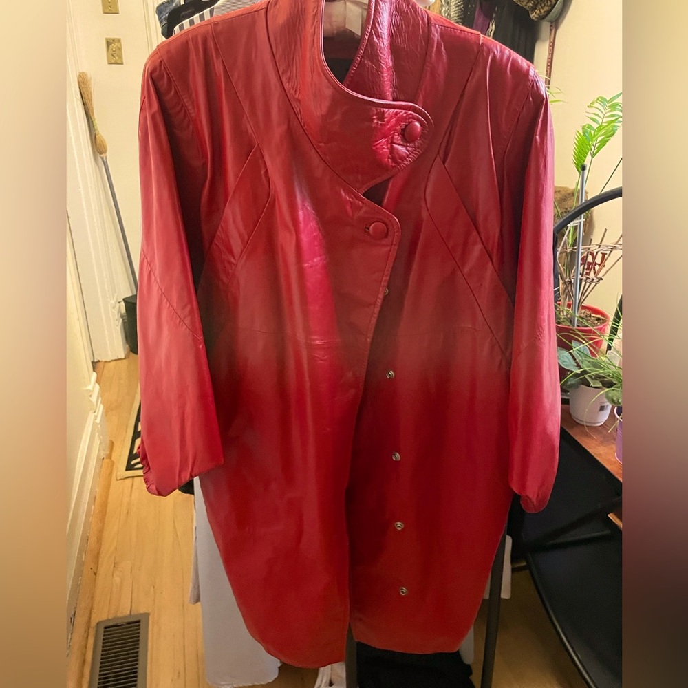 Red leather coat